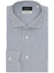 綿混双糸 ストレッチ テーラードフィット ワイドカラー 長袖シャツ