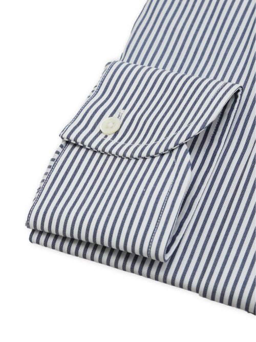 綿混双糸 ストレッチ テーラードフィット ワイドカラー 長袖シャツ