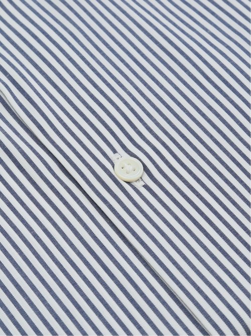 綿混双糸 ストレッチ テーラードフィット ワイドカラー 長袖シャツ