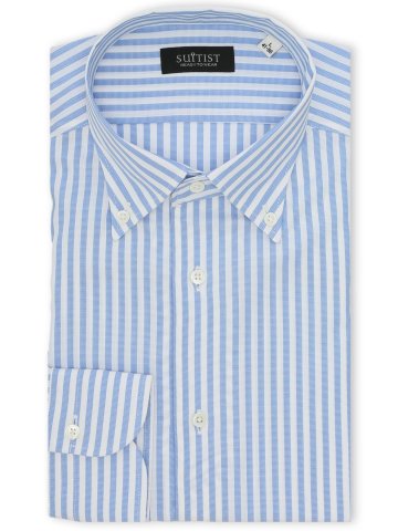 綿混 ストレッチ テーラードフィット ワンピース ボタンダウン 長袖 シャツ