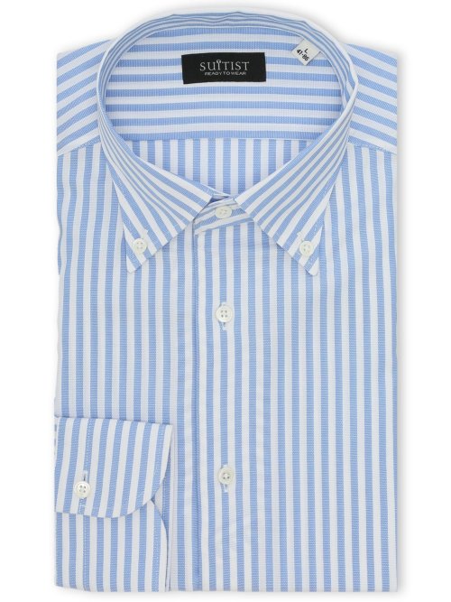 綿混 ストレッチ テーラードフィット ワンピース ボタンダウン 長袖 シャツ