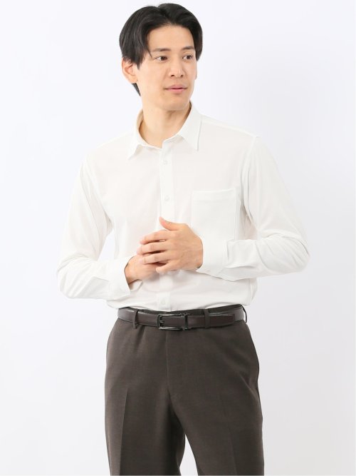 形態安定 吸水速乾 ストレッチ NEWスタンダードフィット ショートワイドカラー長袖ニットシャツ