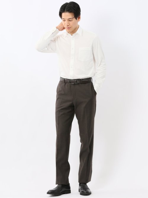 形態安定 吸水速乾 ストレッチ NEWスタンダードフィット ショートワイドカラー長袖ニットシャツ