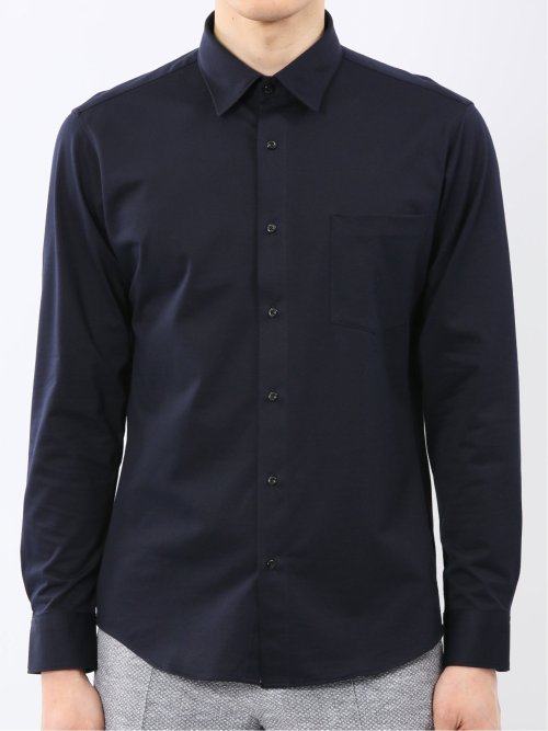 クールマックス ストレッチ NEWスタンダードフィット ショートワイドカラー 長袖ニット シャツ