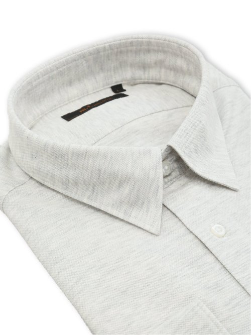 綿100% ストレッチ NEWスタンダードフィット ショートワイドカラー長袖ニットシャツ