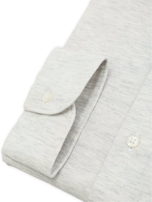 綿100% ストレッチ NEWスタンダードフィット ショートワイドカラー長袖ニットシャツ