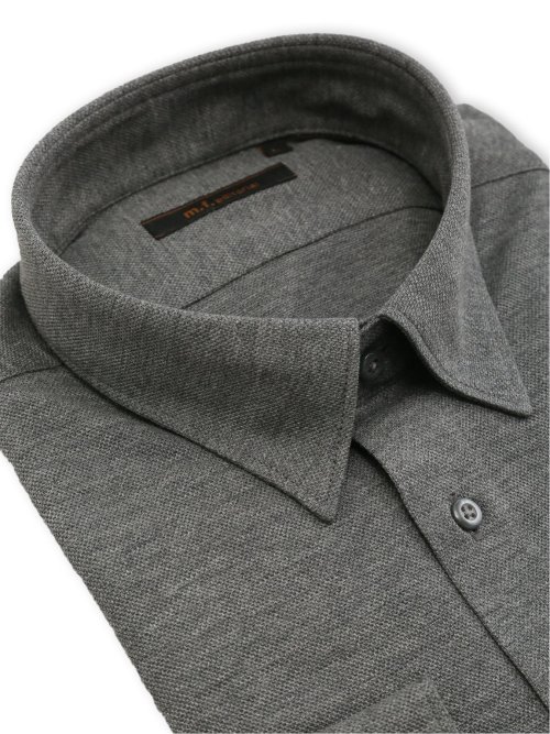 綿100% ストレッチ NEWスタンダードフィット ショートワイドカラー長袖ニットシャツ