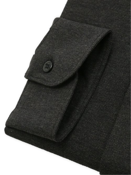 綿100% ストレッチ NEWスタンダードフィット ショートワイドカラー長袖ニットシャツ