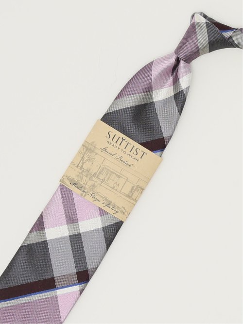 日本製 シルクチェック柄 レギュラータイ 8.0cm幅