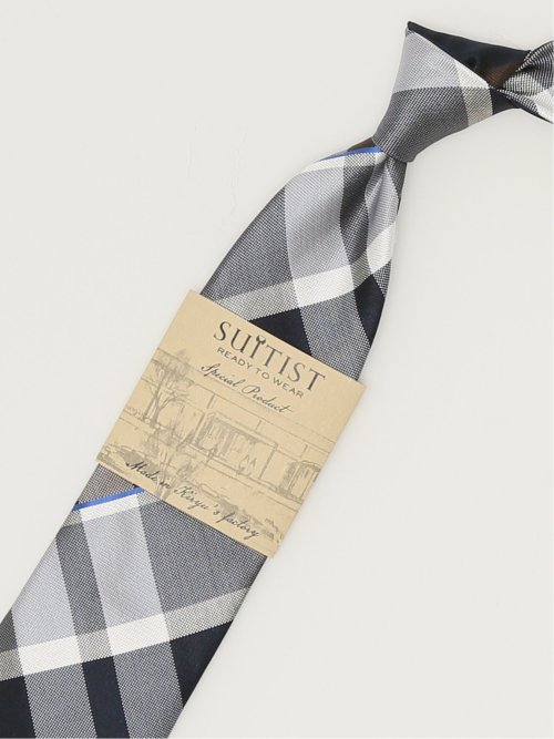 日本製 シルクチェック柄 レギュラータイ 8.0cm幅