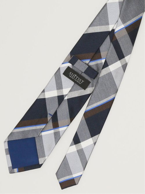 日本製 シルクチェック柄 レギュラータイ 8.0cm幅