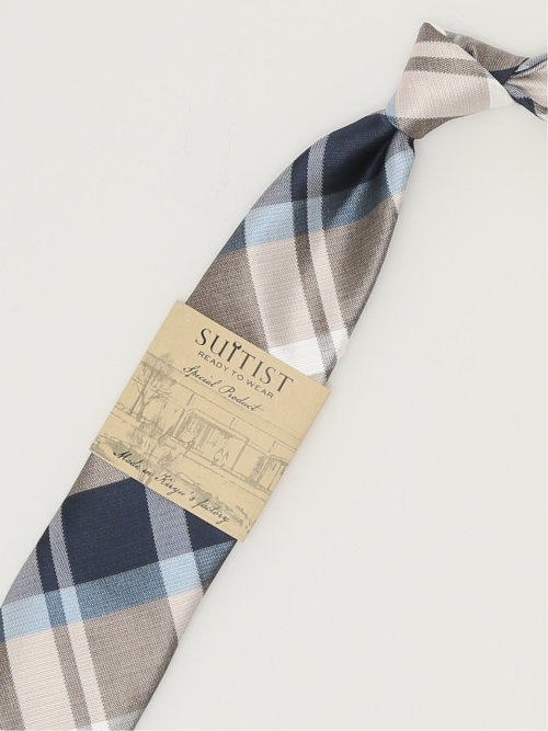 日本製 シルクチェック柄 レギュラータイ 8.0cm幅