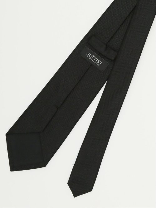 【大きいサイズ】スーティスト/SUITIST シルク フォーマルネクタイ 8.5cm幅 黒バスケット