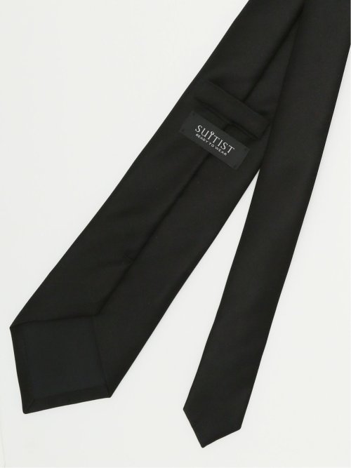 【大きいサイズ】スーティスト/SUITIST シルク フォーマルネクタイ 8.5cm幅 黒朱子