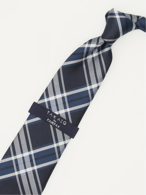 TAKA-Q×FAIRFAX シルクチェック柄 レギュラータイ 8.0cm幅