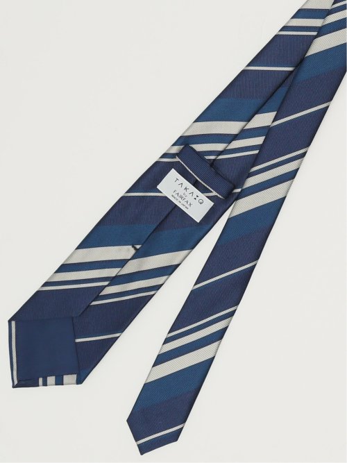 TAKA-Q×FAIRFAX シルクストライプ柄 レギュラータイ 8.0cm幅