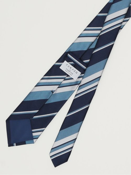 TAKA-Q×FAIRFAX シルクストライプ柄 レギュラータイ 8.0cm幅