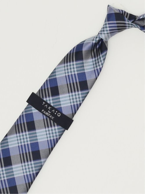 TAKA-Q×FAIRFAX シルクチェック柄 レギュラータイ 8.0cm幅