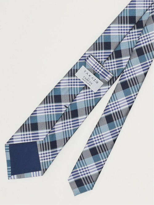 TAKA-Q×FAIRFAX シルクチェック柄 レギュラータイ 8.0cm幅