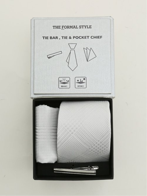 フォーマルネクタイ＆チーフ＆タイバー BOXセット グレンチェック