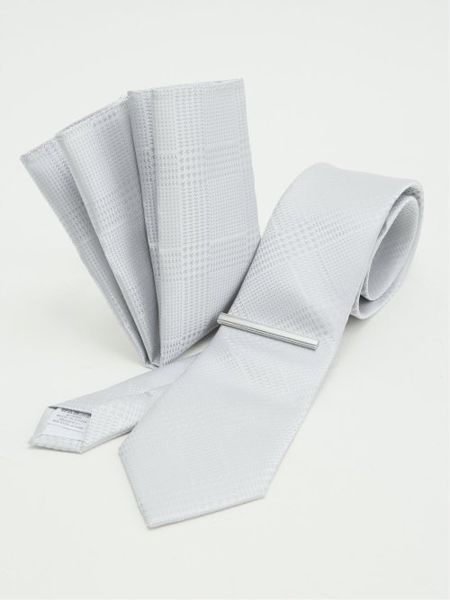 フォーマルネクタイ BOXセット グレンチェック(Other 03ライトグレー