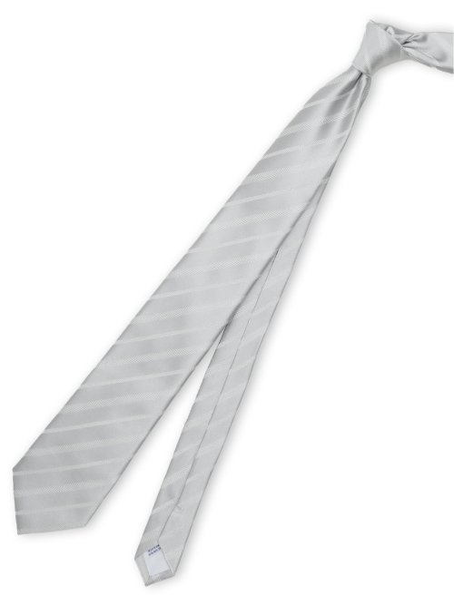 【大きいサイズ】グランバック/GRAND-BACK シルク フォーマルネクタイ 8.0cm幅 白ストライプ
