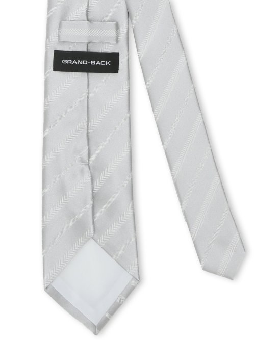 【大きいサイズ】グランバック/GRAND-BACK シルク フォーマルネクタイ 8.0cm幅 白ストライプ