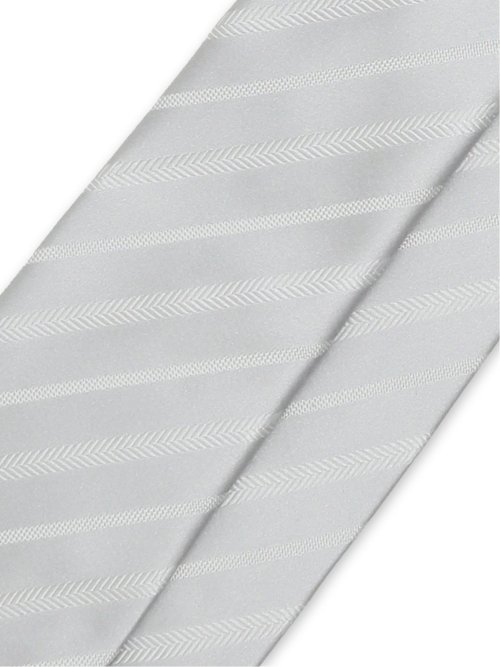 【大きいサイズ】グランバック/GRAND-BACK シルク フォーマルネクタイ 8.0cm幅 白ストライプ