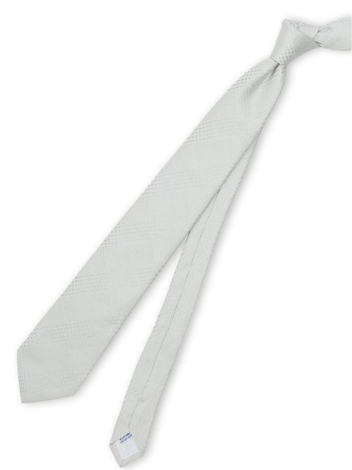 【大きいサイズ】グランバック/GRAND-BACK シルク フォーマルネクタイ 8.0cm幅 白グレンチェック