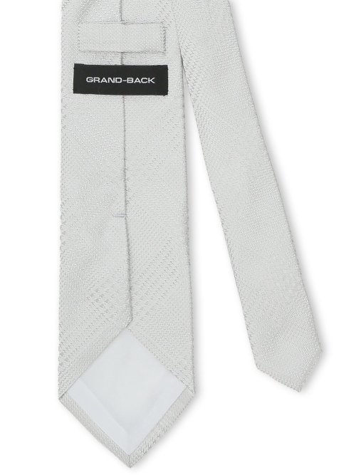 【大きいサイズ】グランバック/GRAND-BACK シルク フォーマルネクタイ 8.0cm幅 白グレンチェック