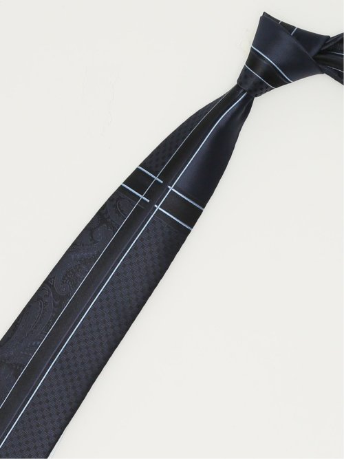 シルク混 パネル柄 レギュラータイ 7.5cm幅