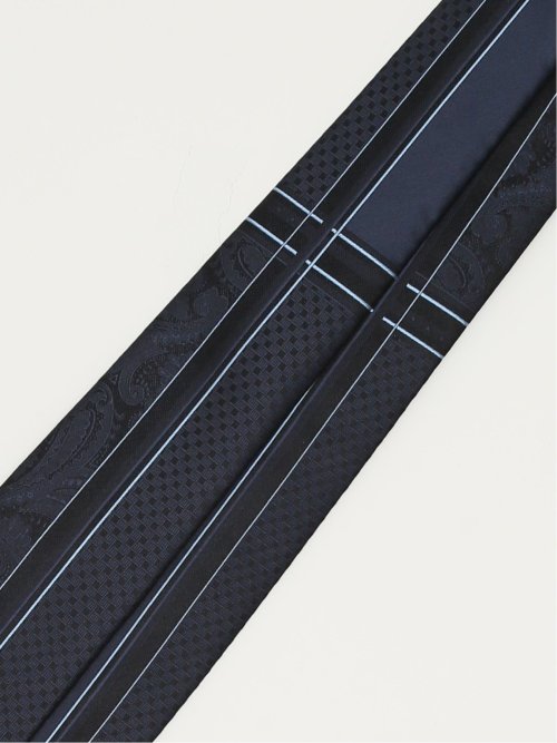 シルク混 パネル柄 レギュラータイ 7.5cm幅