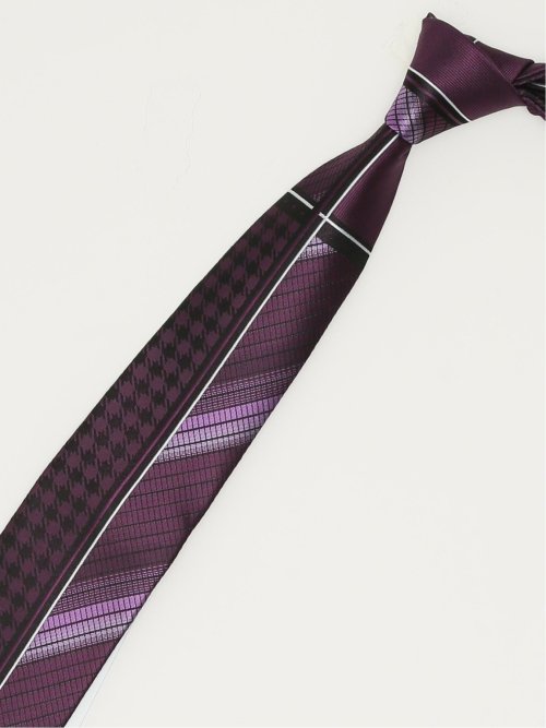 シルク混 パネル柄 レギュラータイ 7.5cm幅