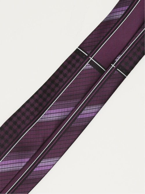 シルク混 パネル柄 レギュラータイ 7.5cm幅