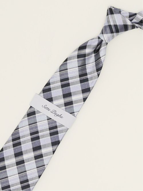 セッテピエゲ シルクチェック柄 レギュラータイ 8cm幅