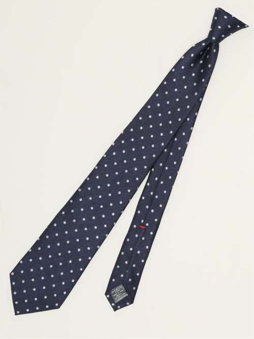 セッテピエゲ シルクドット柄 レギュラータイ 8cm幅(Other 75紺