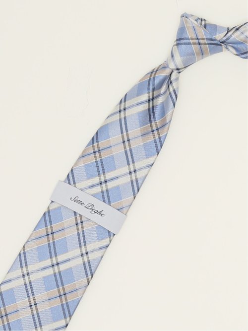 セッテピエゲ シルクチェック柄 レギュラータイ 8cm幅