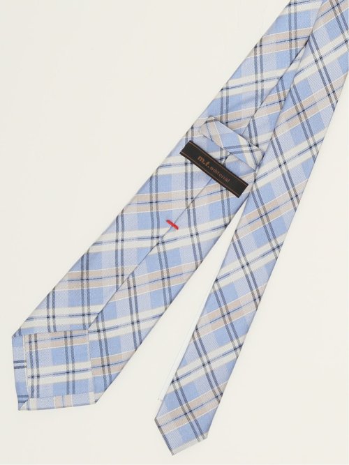 セッテピエゲ シルクチェック柄 レギュラータイ 8cm幅