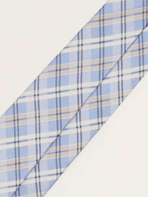 セッテピエゲ シルクチェック柄 レギュラータイ 8cm幅