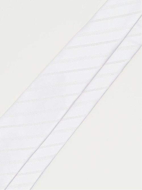 シルク混 フォーマルネクタイ 8.0cm幅 ストライプ無地