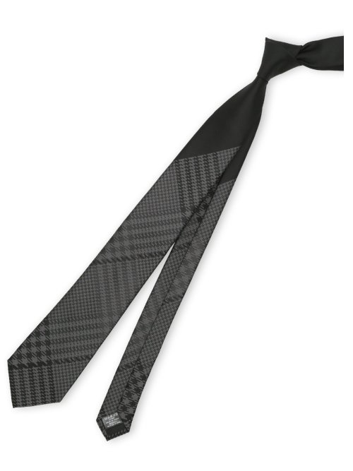 シルク混 パネル柄 ナロータイ 7.5cm幅(Other 05黒): ネクタイ | TAKA