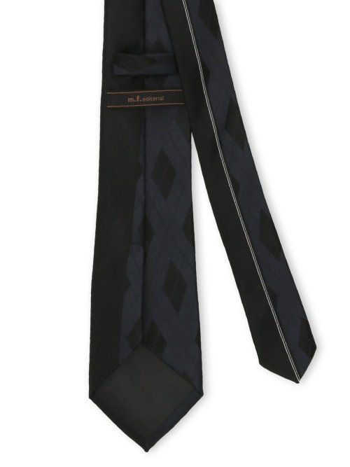 シルク混 パネル柄 ナロータイ 7.5cm幅