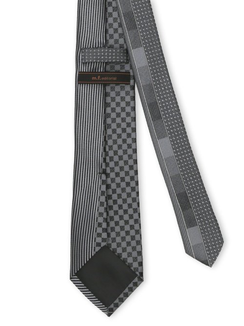 シルク混 パネル柄 ナロータイ 7.5cm幅