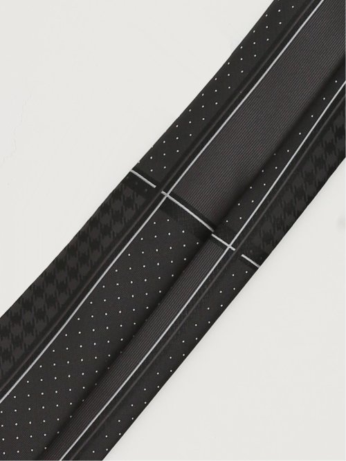 シルク混 パネル柄 レギュラータイ 7.5cm幅