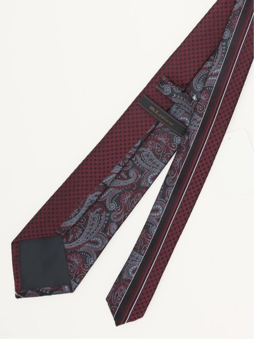 シルク混 パネル柄 レギュラータイ 7.5cm幅