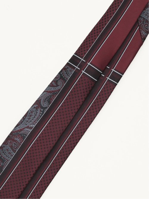 シルク混 パネル柄 レギュラータイ 7.5cm幅