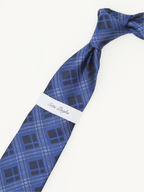 セッテピエゲ シルクチェック柄 レギュラータイ 8cm幅