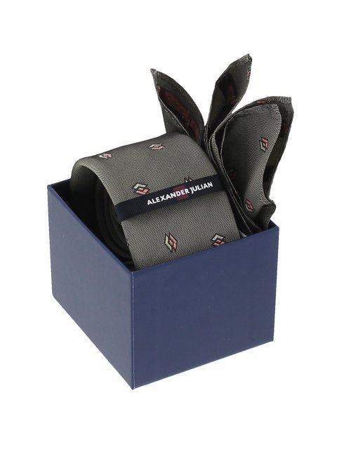 シルクネクタイ＆チーフセット 小紋