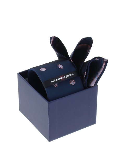 シルクネクタイ＆チーフセット 小紋