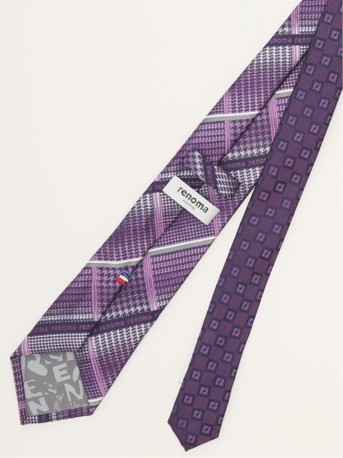 シルク パネル柄 ナロータイ 7.0cm幅